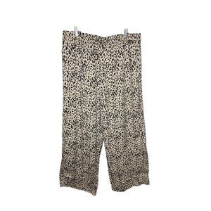 Ascot & Hart Women's Leopard Print Wide Leg Pull On Pants XXL Beige